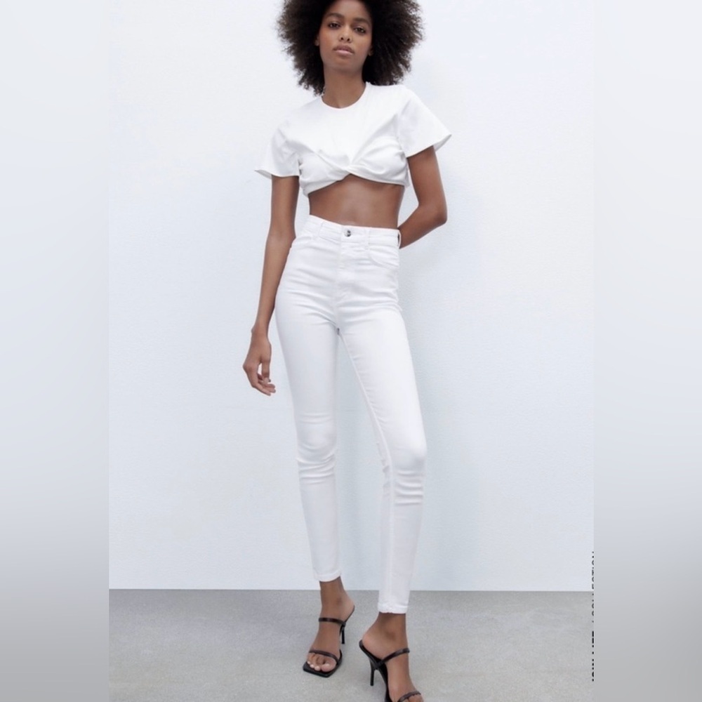 Zara Women's High Rise White Jeans